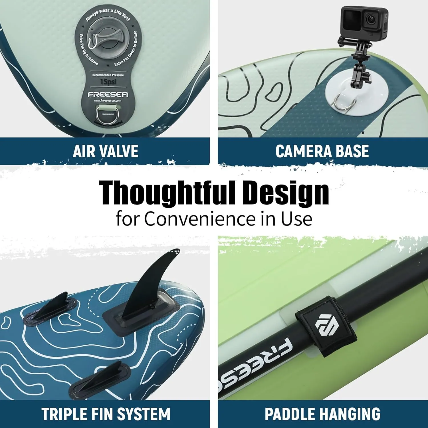 Freesea Inflatable Stand Up Paddleboard with Premium SUP Accessories, Wide, Stable, Non-Slip Comfortable Deck for Youth & Adult