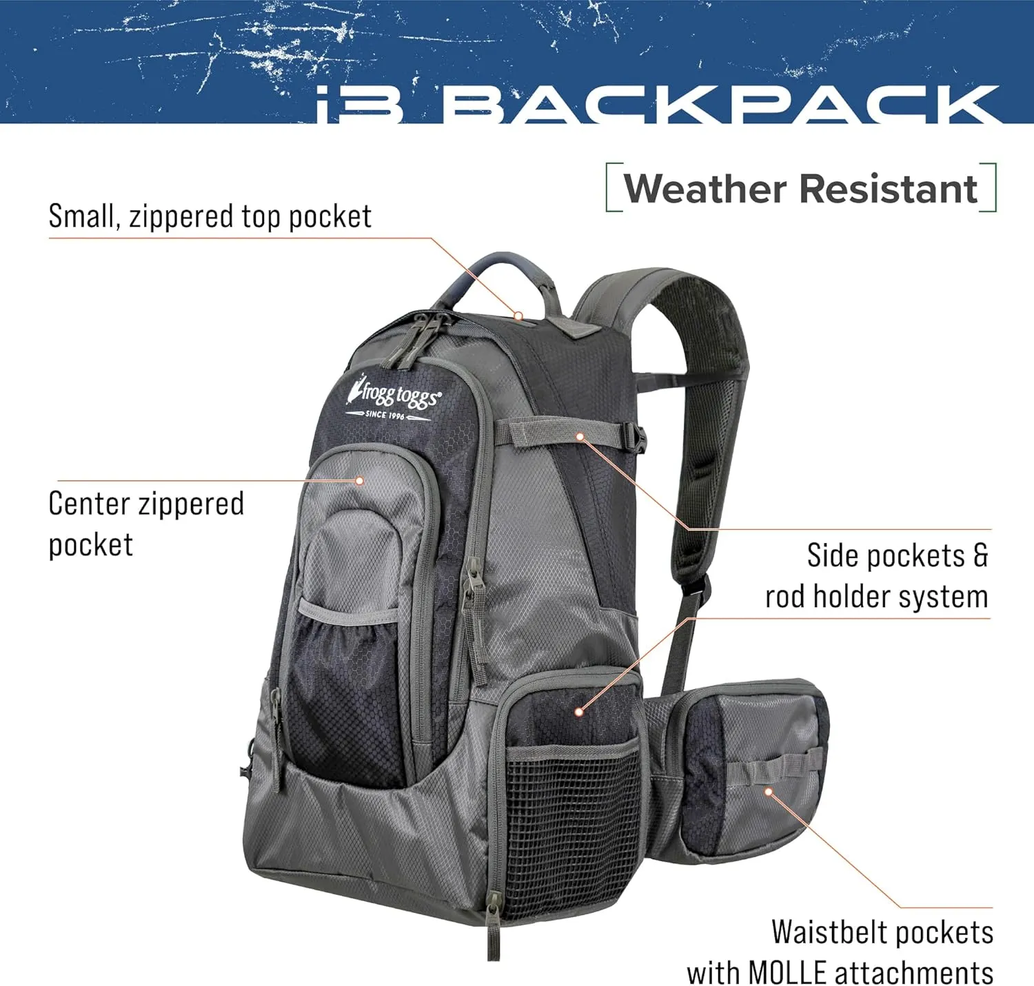 Frogg Toggs i3 Fishing Backpack, Tackle Storage, Includes 3-3600 Bait Trays