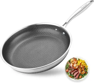 Frying Pans Nonstick, 11” Hybrid Stainless Steel Non Stick Frying Pans for Kitchen and Camping - Nonstick Cookware - Dishwasher and Oven Safe Skillet for Induction Gas Ceramic.