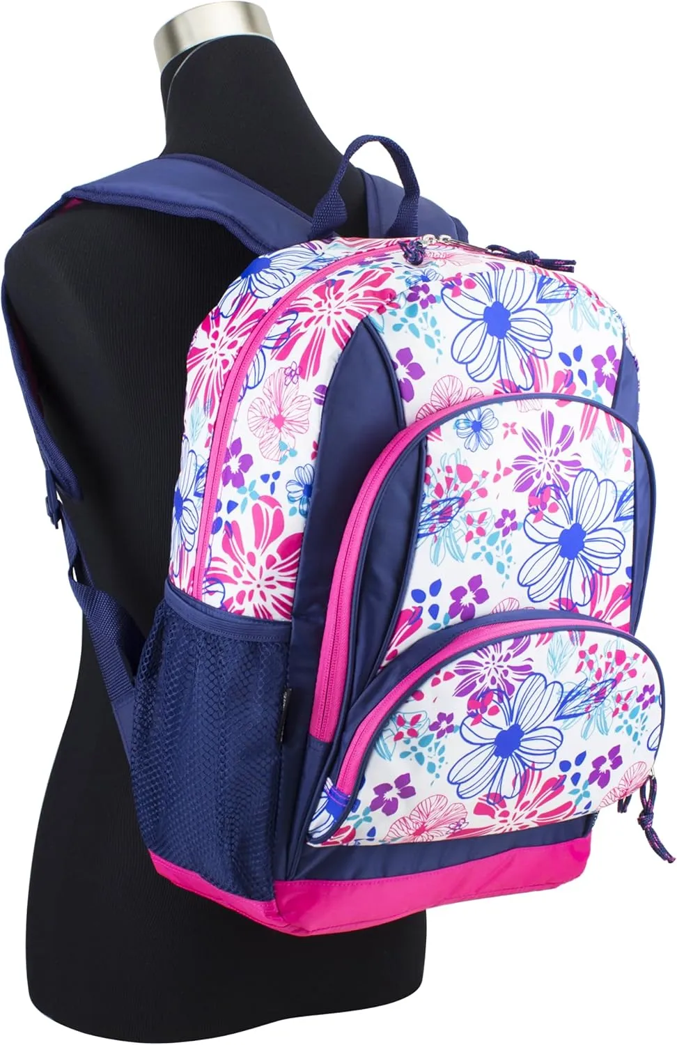FUEL Laptop Backpack, College Bookbag, Casual Daypack, Multipurpose Bag, Large Compartments - Spring Floral Pink