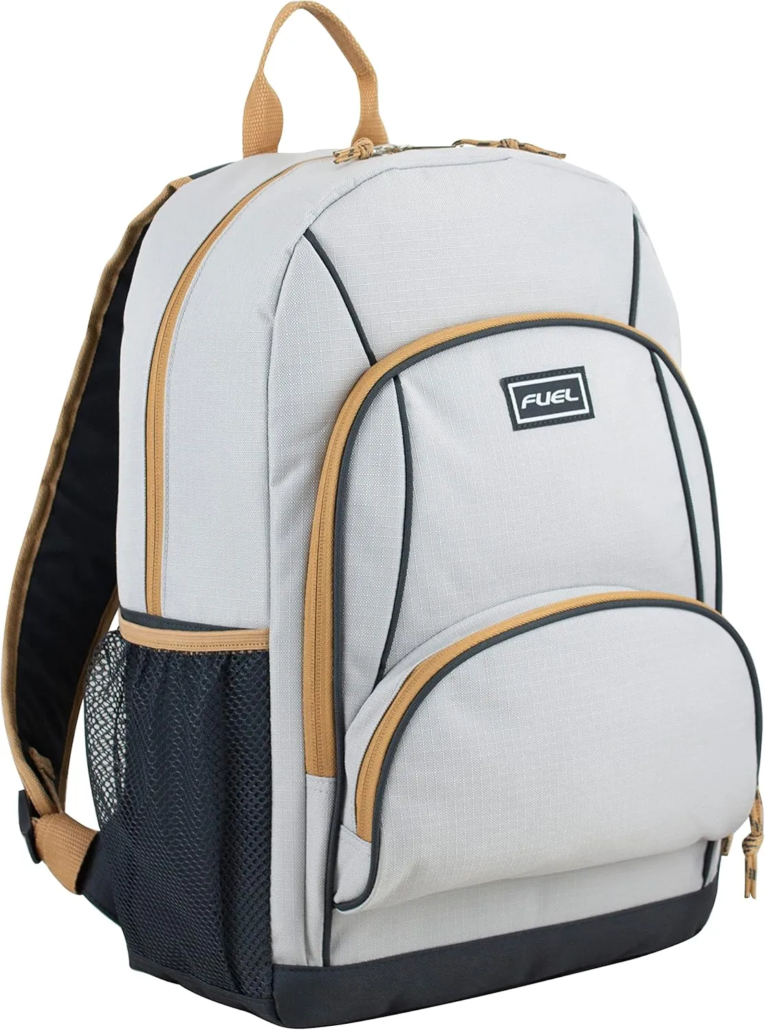 FUEL Laptop Backpack, Multipurpose Casual Daypack, Triple Compartments Bookbag for College, Hiking, Work, 18 Inches, Light Khaki