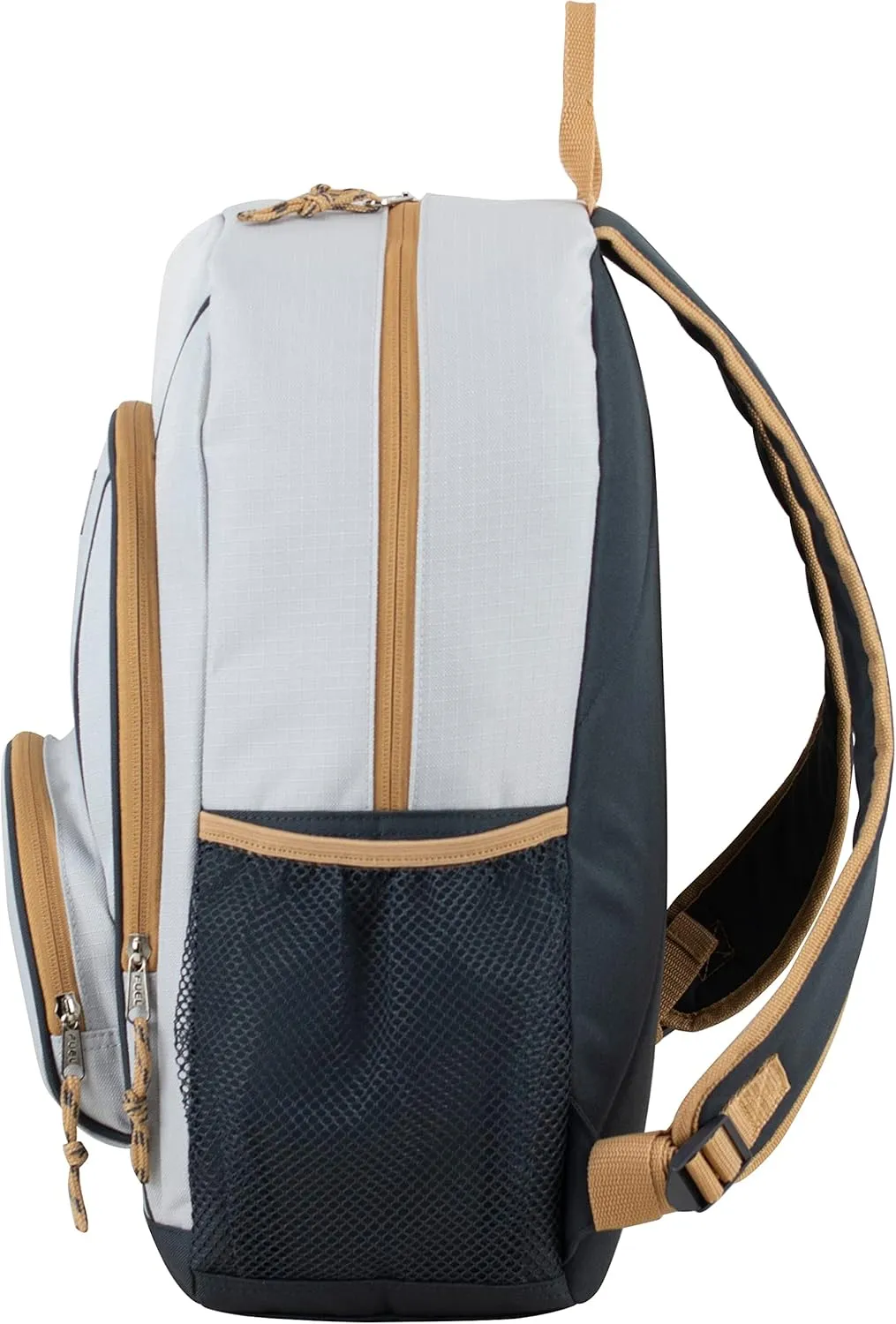 FUEL Laptop Backpack, Multipurpose Casual Daypack, Triple Compartments Bookbag for College, Hiking, Work, 18 Inches, Light Khaki