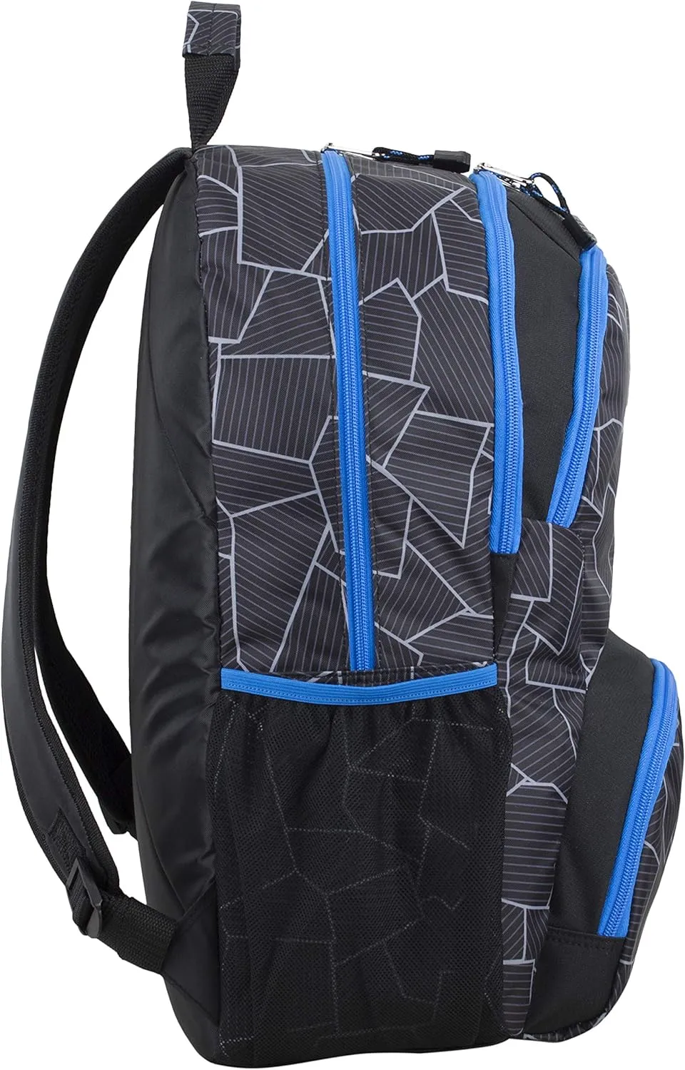 FUEL Travel Commuter Laptop Daypack Large Bag Backpack, Fits 17.5" Laptop, Interior Tech Sleeve, Blue/Geo Cracks Print