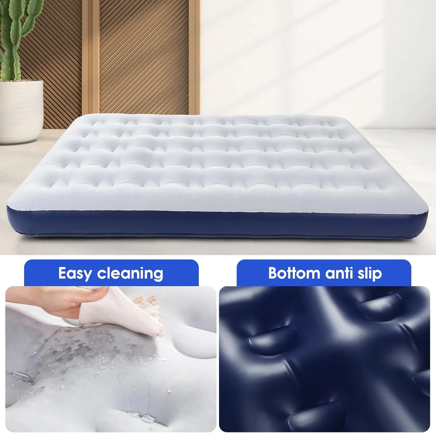 Full Size Camping Air Mattress Leak Proof Travel Bed Sleeping Pad Portable Air Bed for Home Camping SUV Truck RV Tent (Double Size)