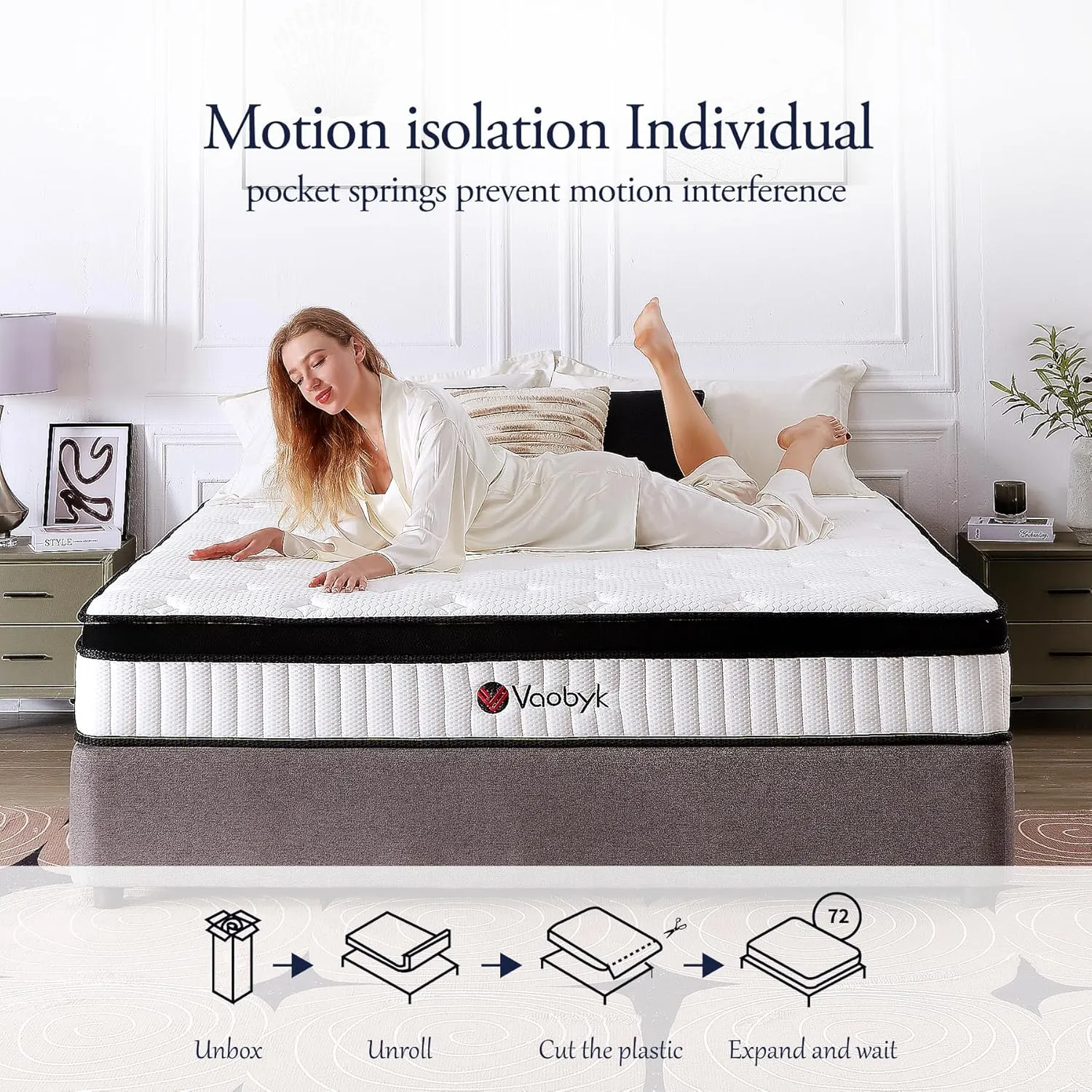 Full Size Mattress, 10 inch Hybrid Full Mattress in a Box, Memory Foam Mattress with Pocket Springs, Pressure Relief & Motion Isolation, CertiPUR-US Certified, Medium Firm