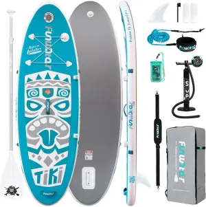 FunWater Inflatable Stand Up Paddle Board with Premium SUP Paddleboard Accessories, Wide Stable Anti-Slip EVA Deck, Paddle Boards for Adults & Youth of All Skill Levels