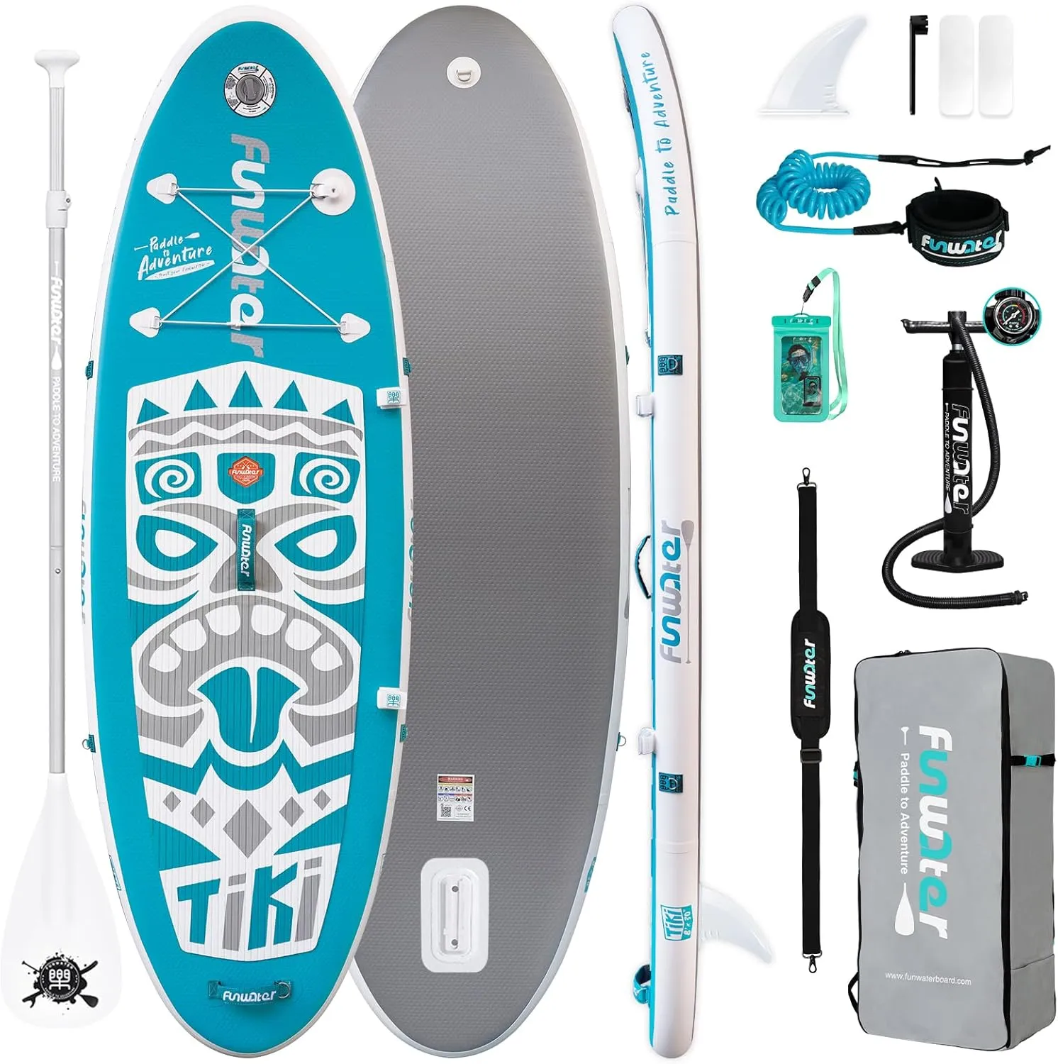 FunWater Inflatable Stand Up Paddle Board with Premium SUP Paddleboard Accessories, Wide Stable Anti-Slip EVA Deck, Paddle Boards for Adults & Youth of All Skill Levels
