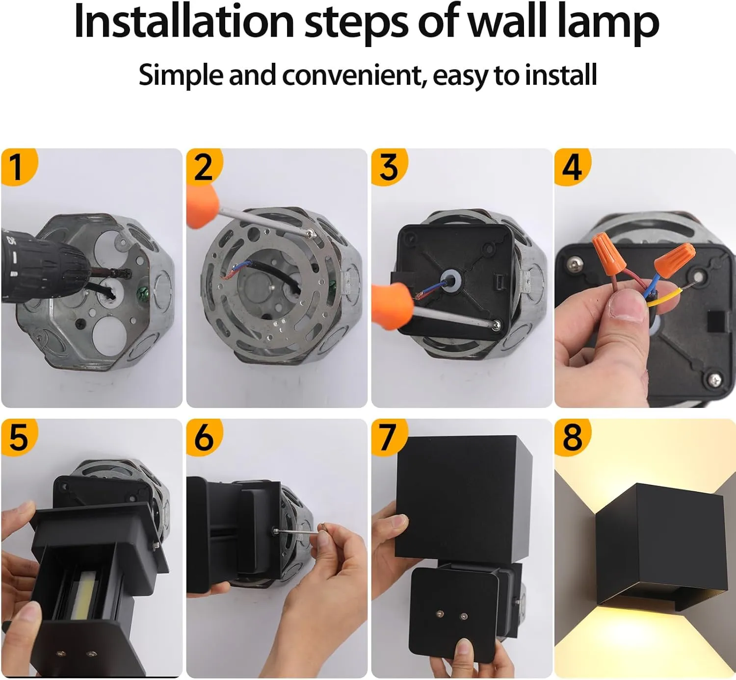 FUPE 4Pack 20W Led Black Outdoor Wall Sconces Light Fixtures Modern Exterior/Interior Waterproof Porch Wall Mounted Lighting Outside Wall Lamps for Garden Shop Yard Patio Home Entryway Park Staircase