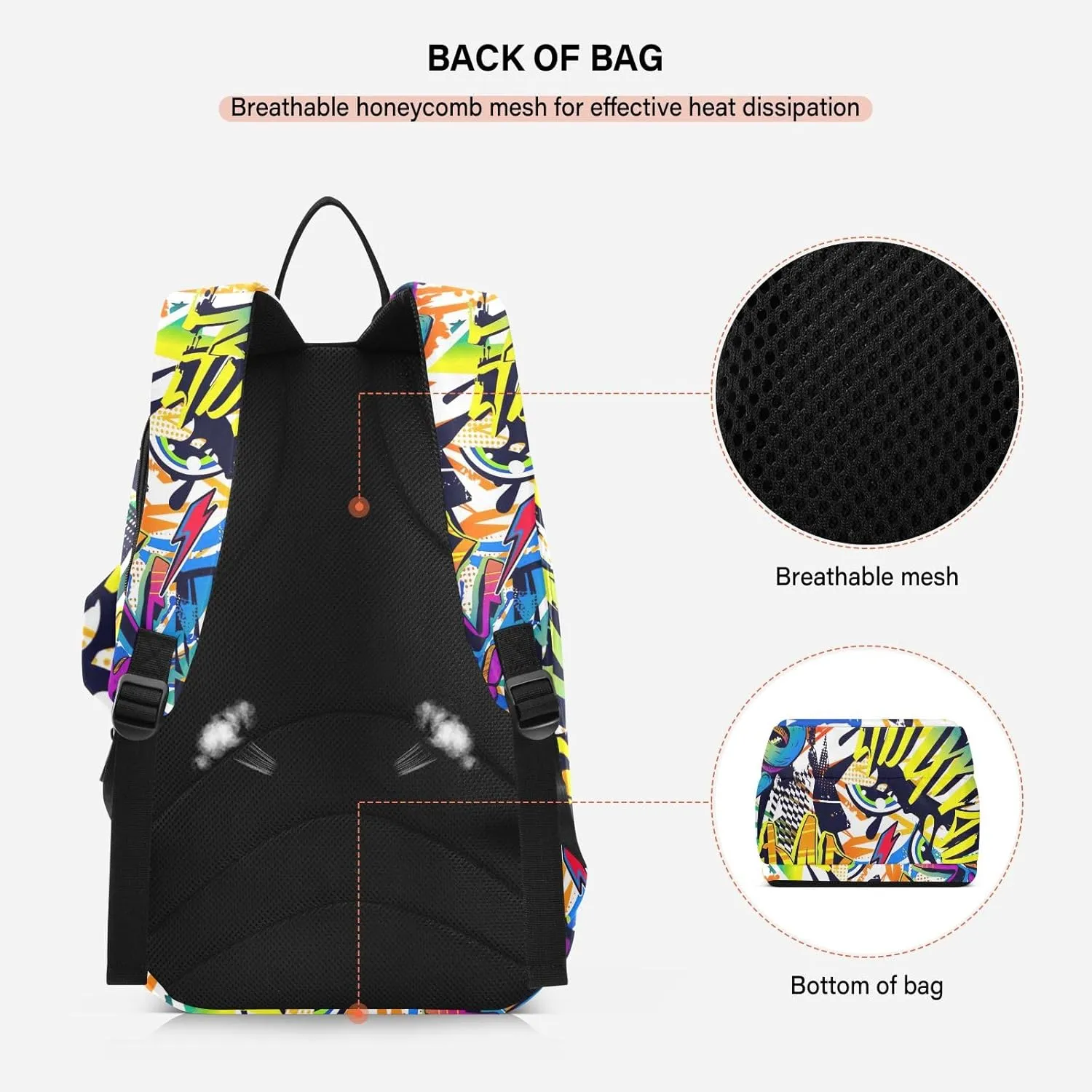 GAIGEO Abstract Waves Blue Sports Bag, Expandable Tennis Stuff, Sandwich Mesh Back, Breathable not Stuffy