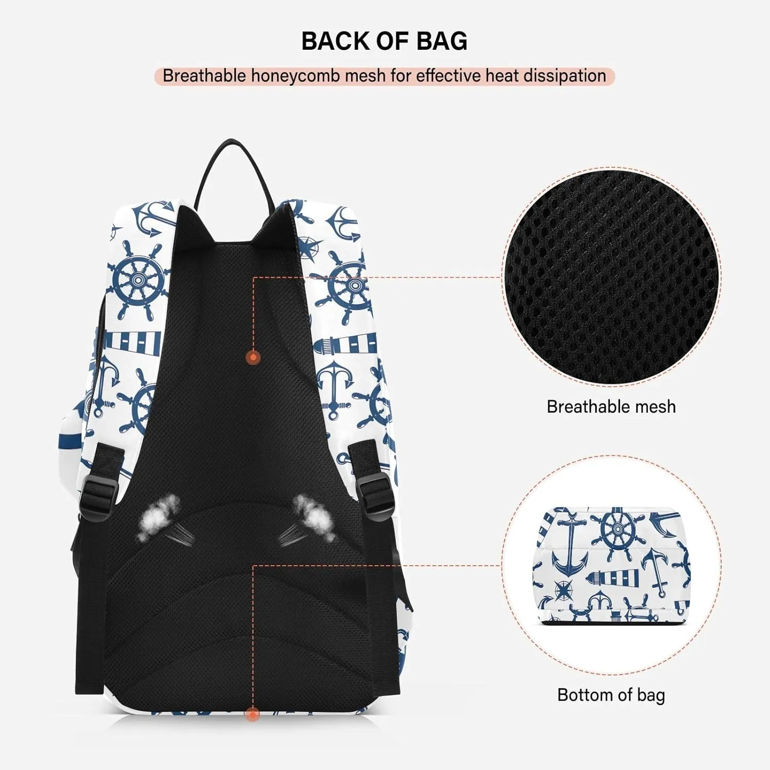 GAIGEO Abstract Waves Blue Sports Bag, Expandable Tennis Stuff, Sandwich Mesh Back, Breathable not Stuffy