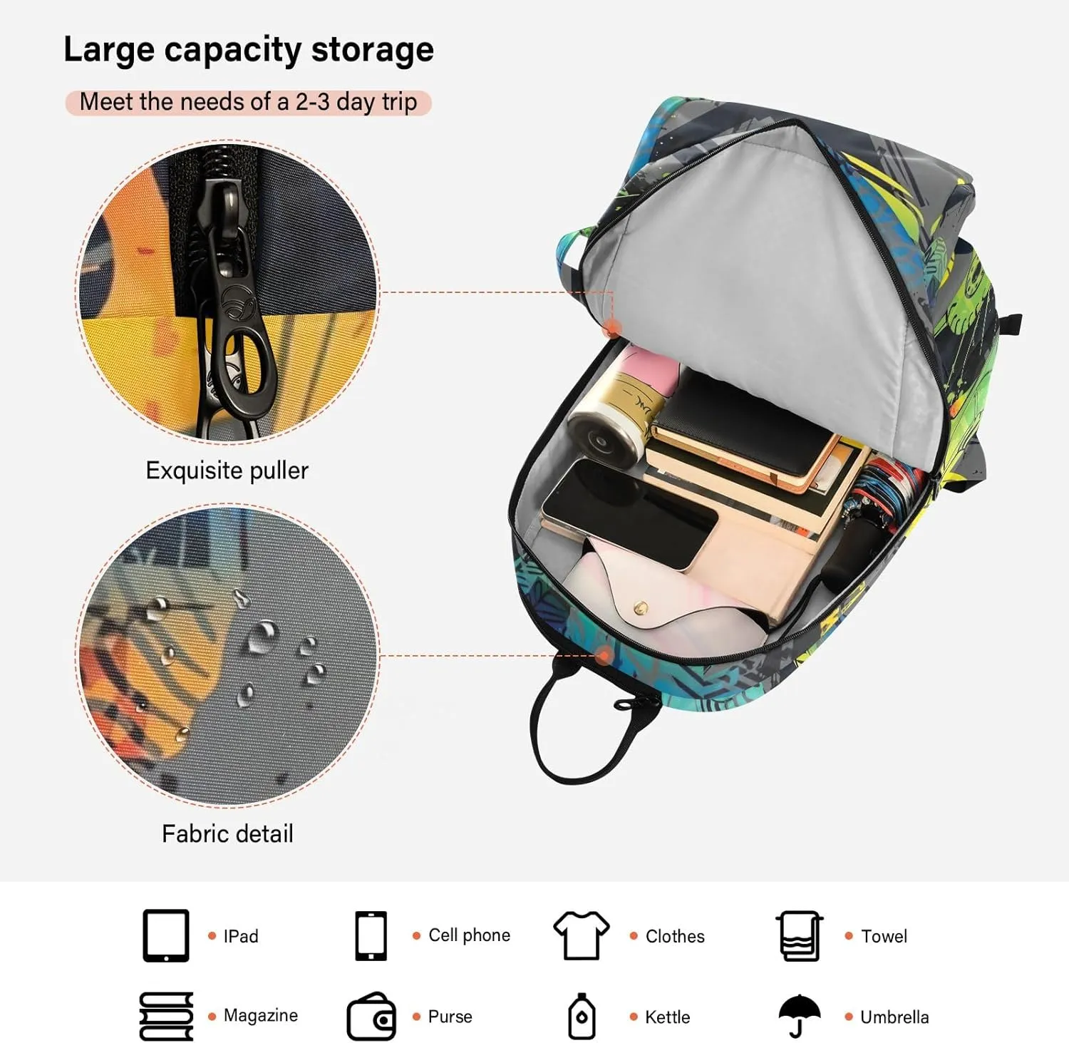 GAIGEO Cool Street Basketball Grey Tennis Backpack, Expandable Tennis Bag 2 Rackets, Sandwich Mesh Back, Breathable not Stuffy