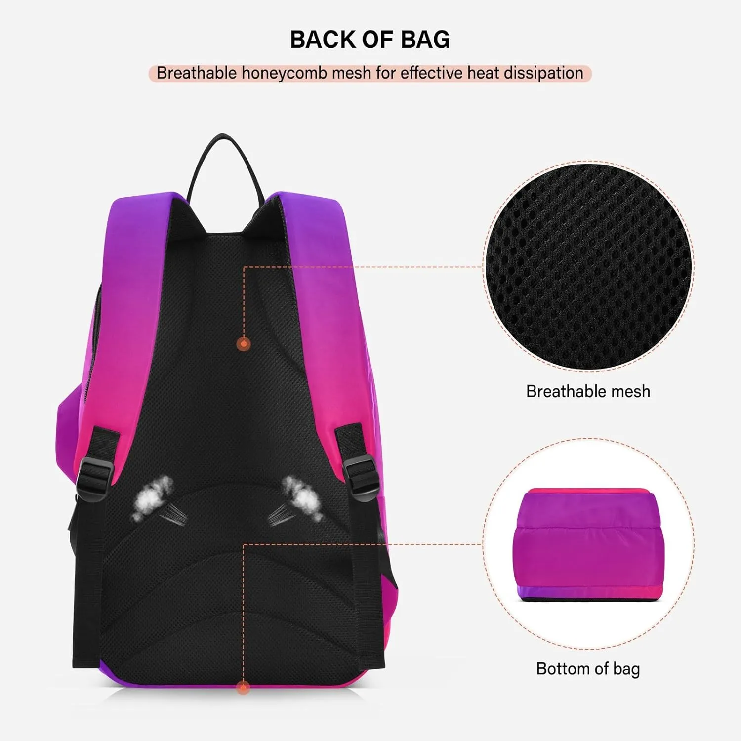 GAIGEO Red Polka Dot Black Tennis Racket Backpack, Expandable Tennis Stuff, Sandwich Mesh Back, Breathable and not Stuffy