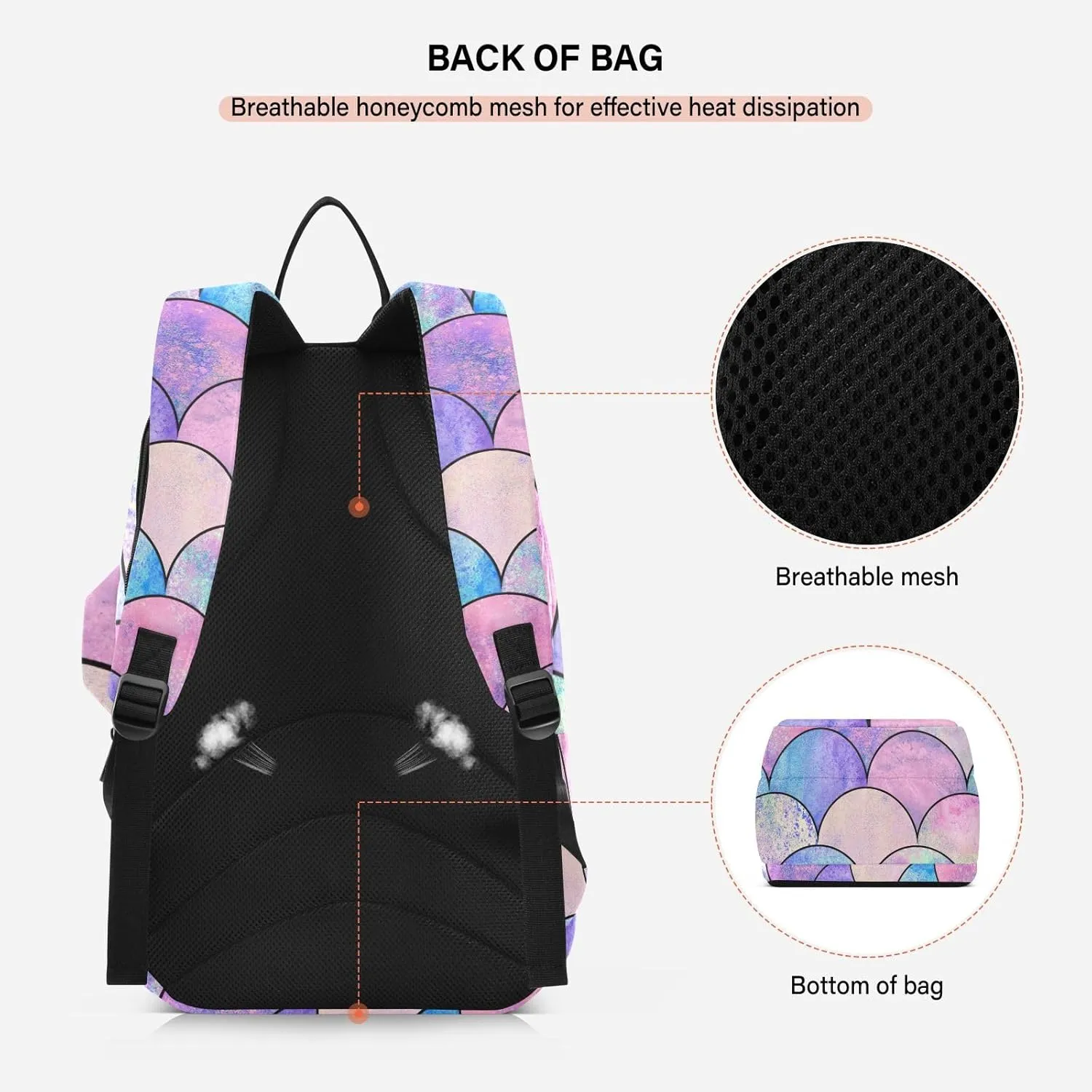 GAIGEO Teal Dragonflies Dark Tennis Backpack, Large Capacity Tennis Racket Bag, Various Storage Methods