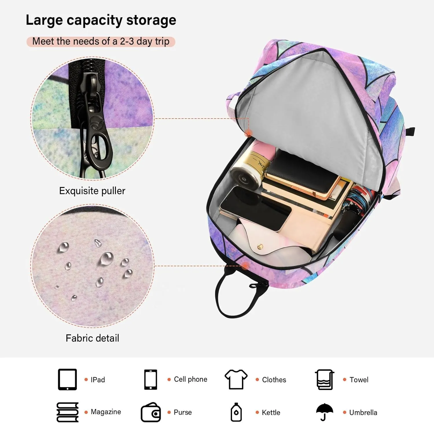 GAIGEO Teal Dragonflies Dark Tennis Backpack, Large Capacity Tennis Racket Bag, Various Storage Methods