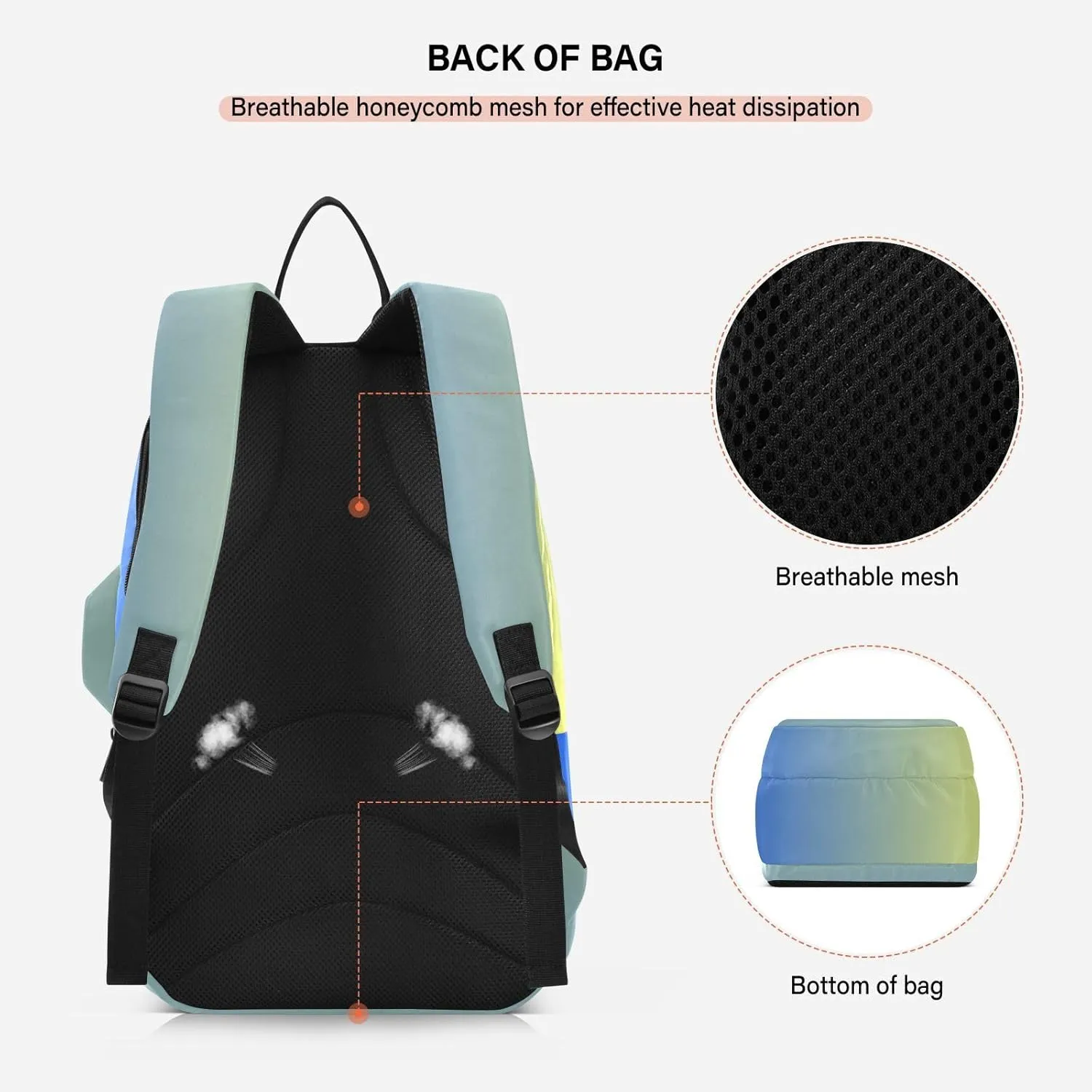 GAIGEO Teal Turquoise Glitter Sparkle Racket Bag, Multilayer Design Pickle Ball Bag, Sports and Daily Use