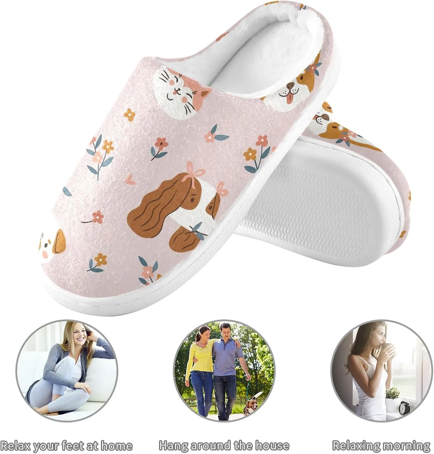 GAIGEO Womens House Slippers Cute Sleeping Pandas, Mens Memory Foam Slippers for Indoor Bedroom, Warm Winter House Shoes