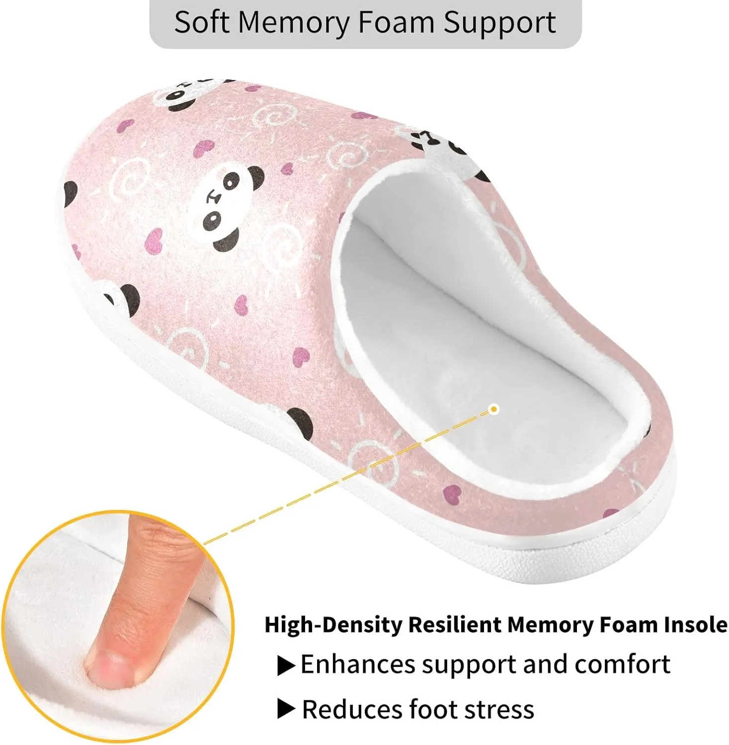GAIGEO Womens House Slippers Cute Sleeping Pandas, Mens Memory Foam Slippers for Indoor Bedroom, Warm Winter House Shoes