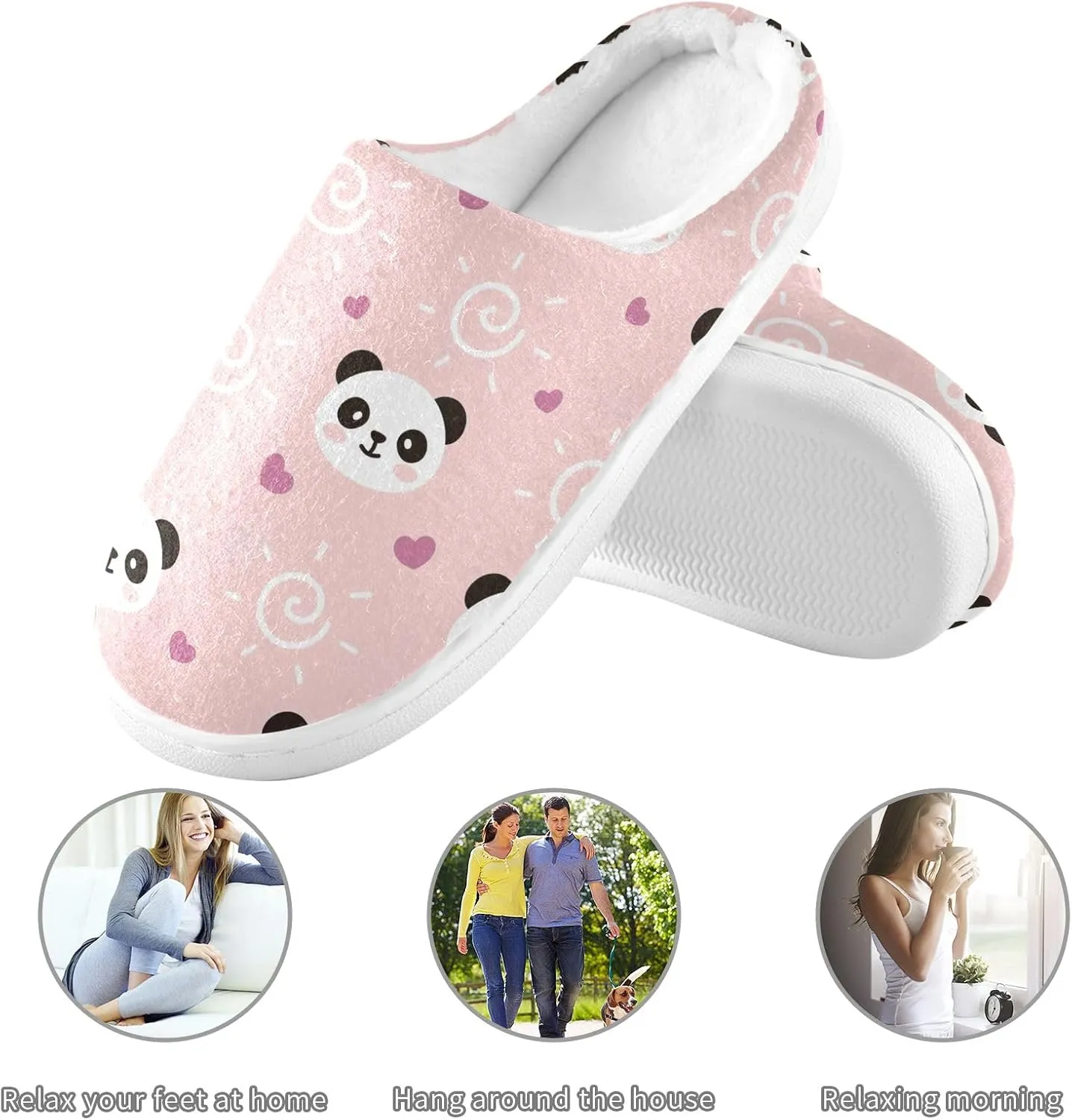 GAIGEO Womens House Slippers Cute Sleeping Pandas, Mens Memory Foam Slippers for Indoor Bedroom, Warm Winter House Shoes