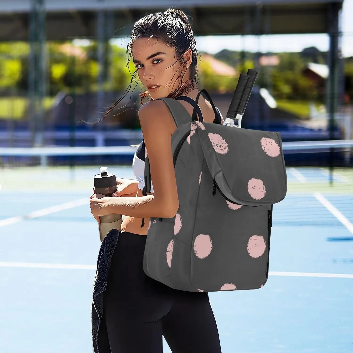 GAIGEO Yellow Amethyst Gradient Ombre Racket Bag, Multilayer Design Tennis Ball Bag, Sports and Daily Use