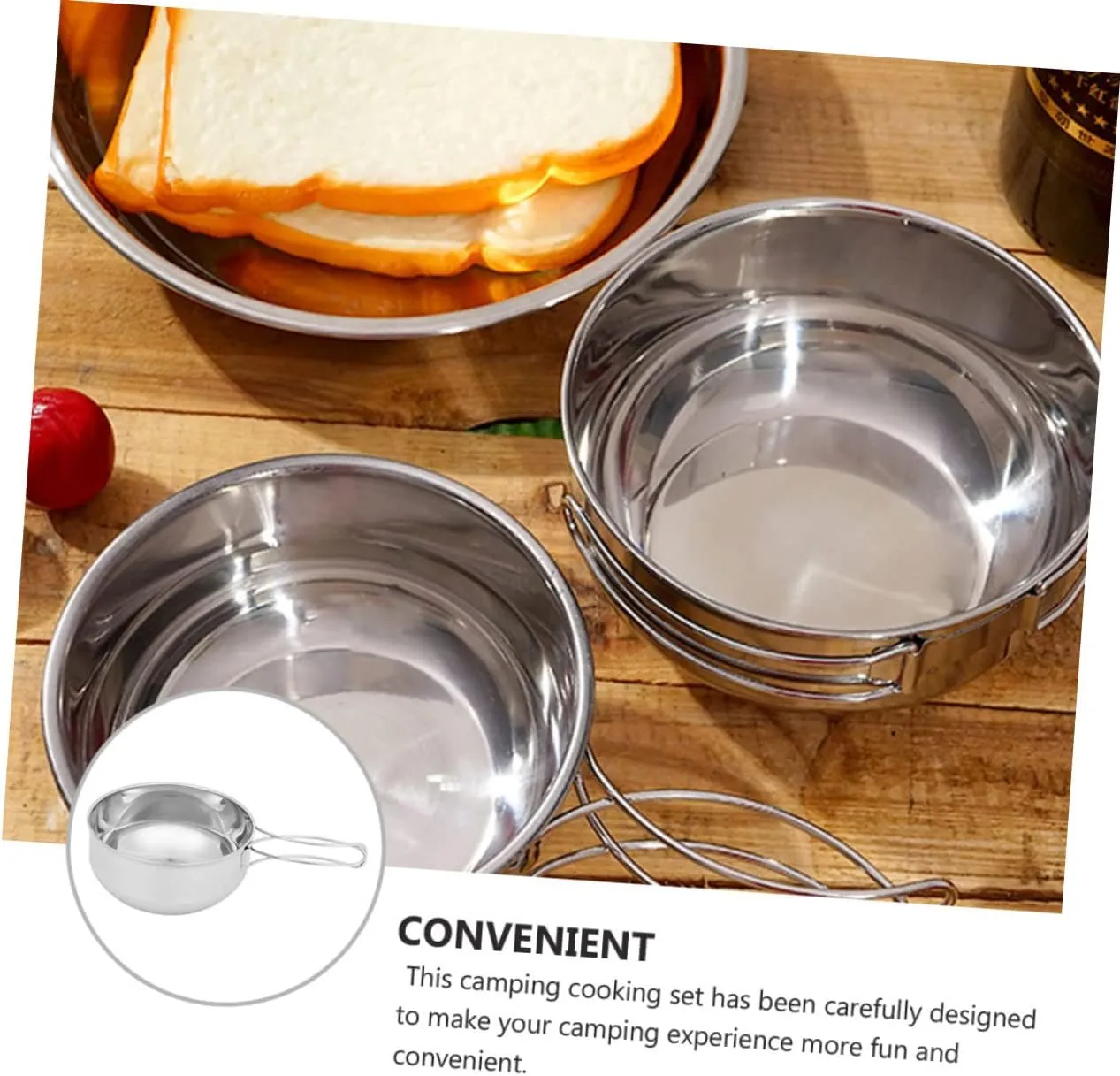GALPADA Outdoor Stainless Steel Bowl Camping Bowl Camping Pots Camping Cookware Camping Accessories Camping