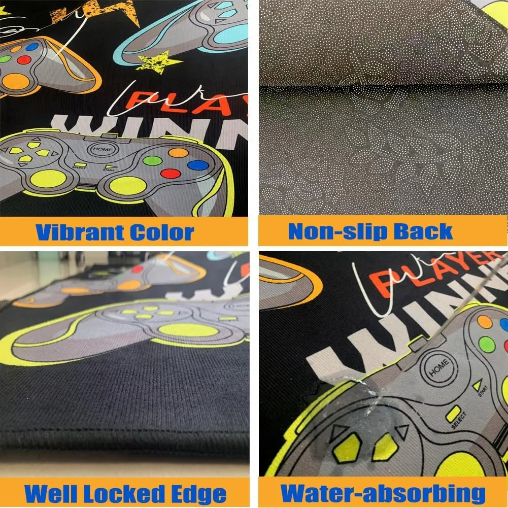 Gaming Rugs Carpet for Kids Teen Boys Room Bedroom, Gamer Room Decor Controller Gamepad Area Rug for Men Teenage, Non Skid Playroom Crystal Polyester Sofa Floor Chair Living Room Mat 59"*39"