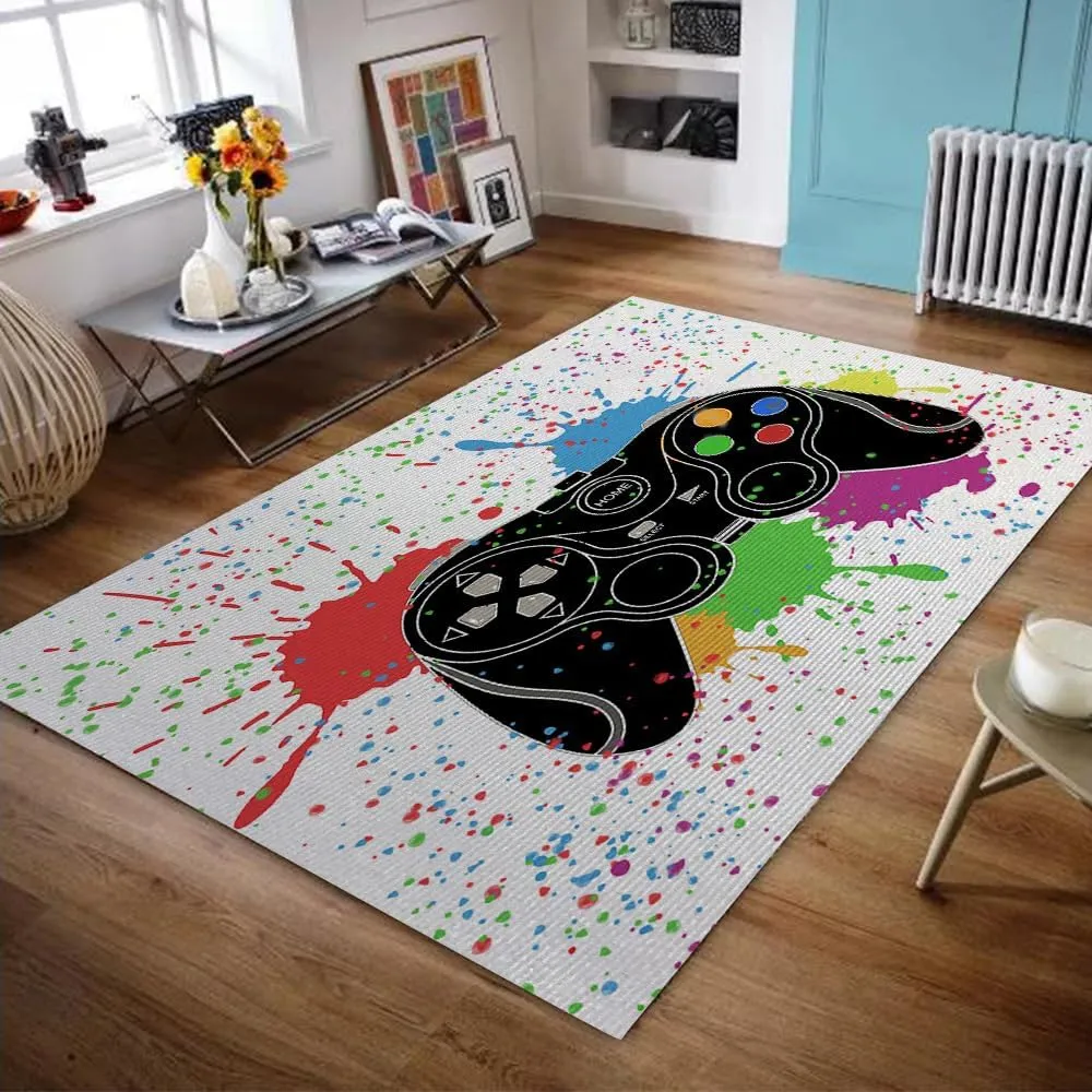 Gaming Rugs Carpet for Kids Teen Boys Room Bedroom, Gamer Room Decor Controller Gamepad Area Rug for Men Teenage, Non Skid Playroom Crystal Polyester Sofa Floor Chair Living Room Mat 59"*39"
