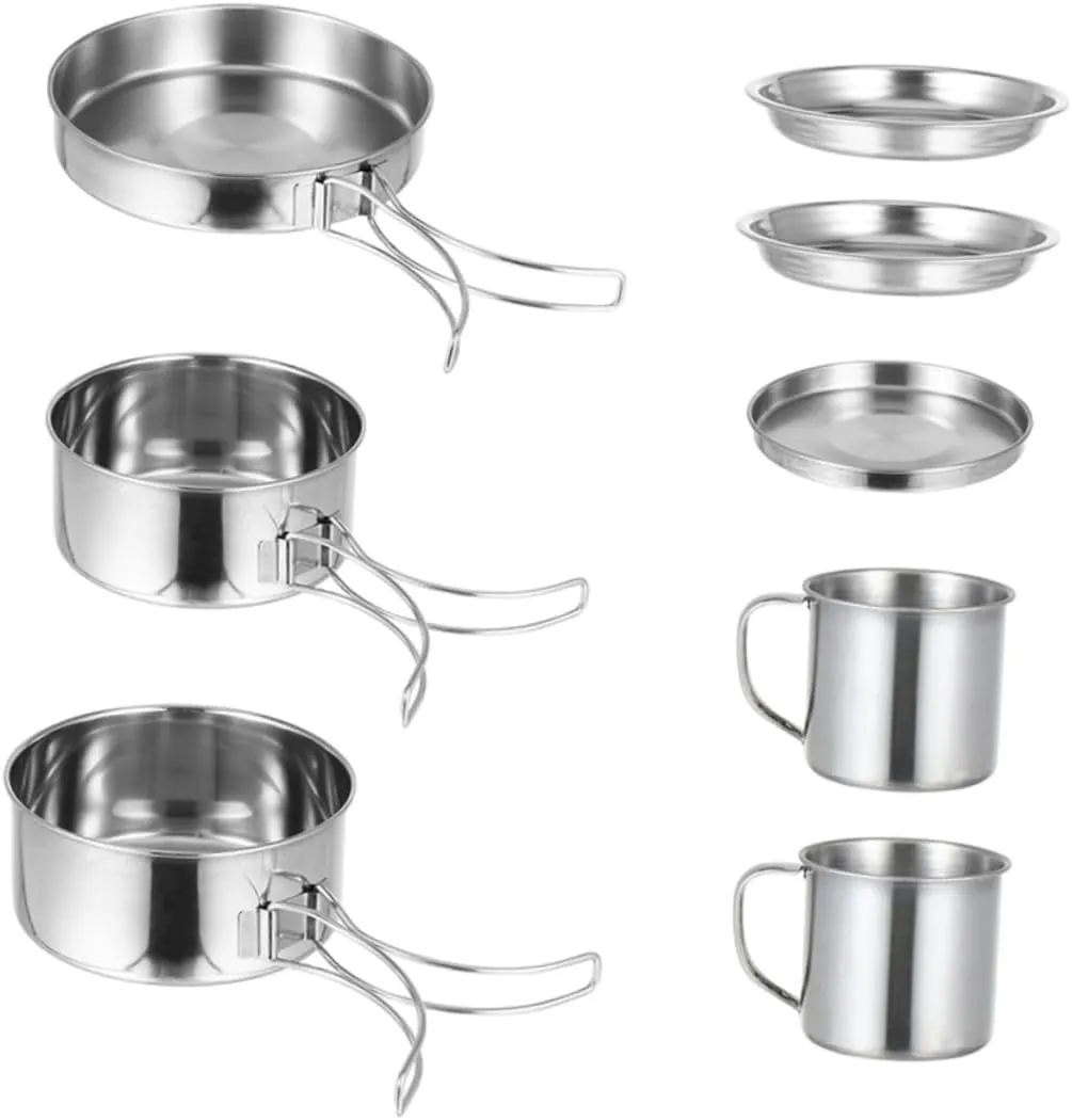 GANAZONO 1Set Portable Cooking Pot Picnic Cookware Kit for Outdoor Camping Backpacking and Hiking Lightweight Easy to Clean for People