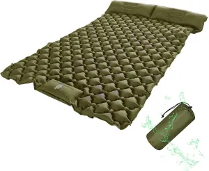 GaRcan Inflatable Sleeping Mattress Double Camping Mat with Pillow, Waterproof and Moisture-Proof Roll Mats, Sleeping Pad with Built-in Air Pump, Ultralight and Small Pack Size, for Hikin