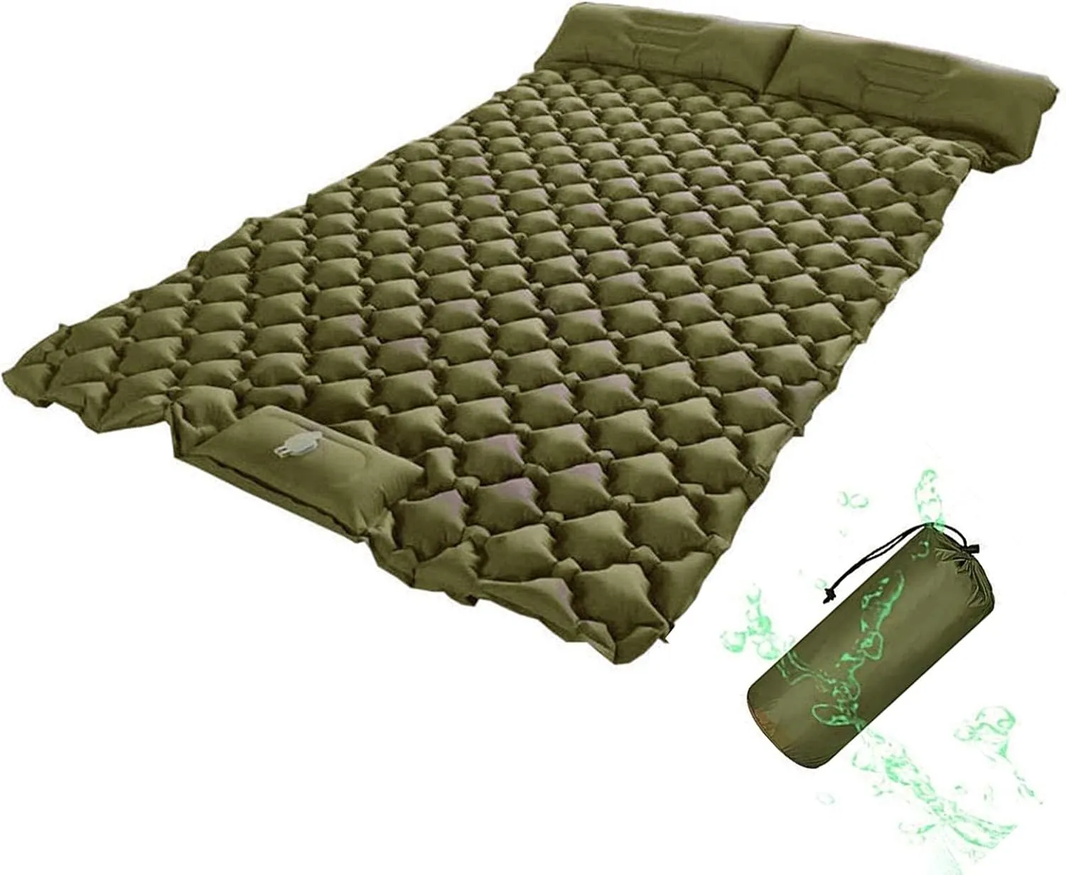 GaRcan Inflatable Sleeping Mattress Double Camping Mat with Pillow, Waterproof and Moisture-Proof Roll Mats, Sleeping Pad with Built-in Air Pump, Ultralight and Small Pack Size, for Hikin
