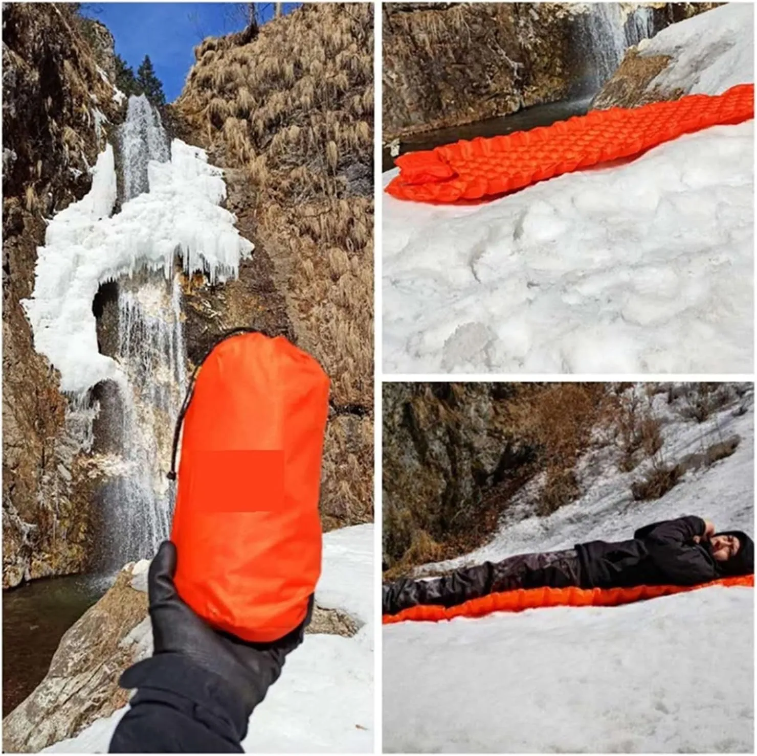 GaRcan Ultralight Inflatable Mattress Hiking Trekking Portable Travel Folding Bed Sleeping Pad Camping Equipment (Size S Orange)