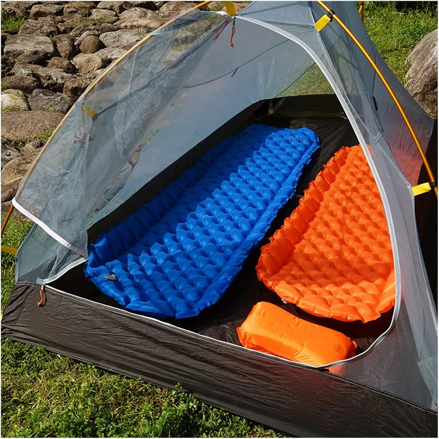 GaRcan Ultralight Inflatable Mattress Hiking Trekking Portable Travel Folding Bed Sleeping Pad Camping Equipment (Size S Orange)
