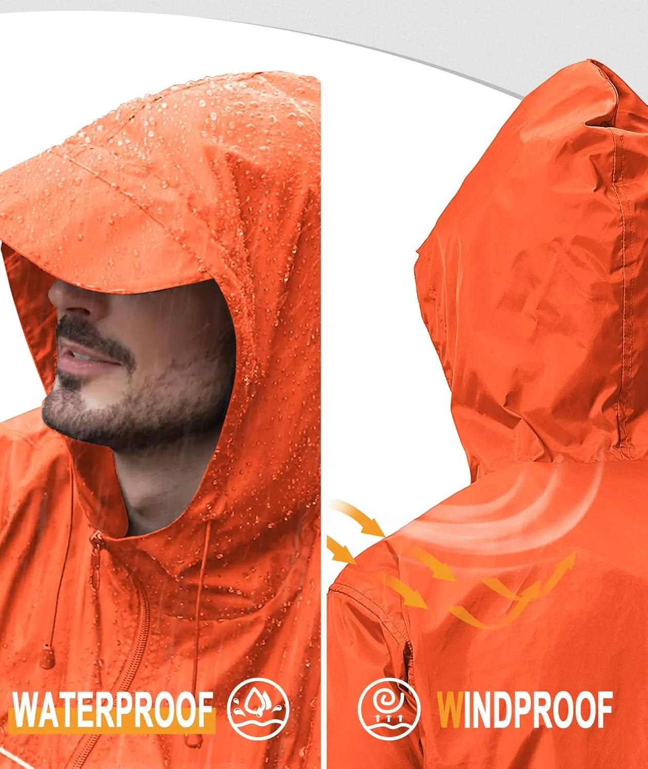 GEEK LIGHTING Mens Waterproof Hooded Rain Jacket Lightweight Raincoat for Outdoor Hiking Running Travel