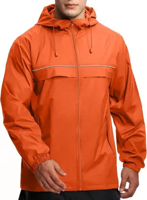 GEEK LIGHTING Mens Waterproof Hooded Rain Jacket Lightweight Raincoat for Outdoor Hiking Running Travel