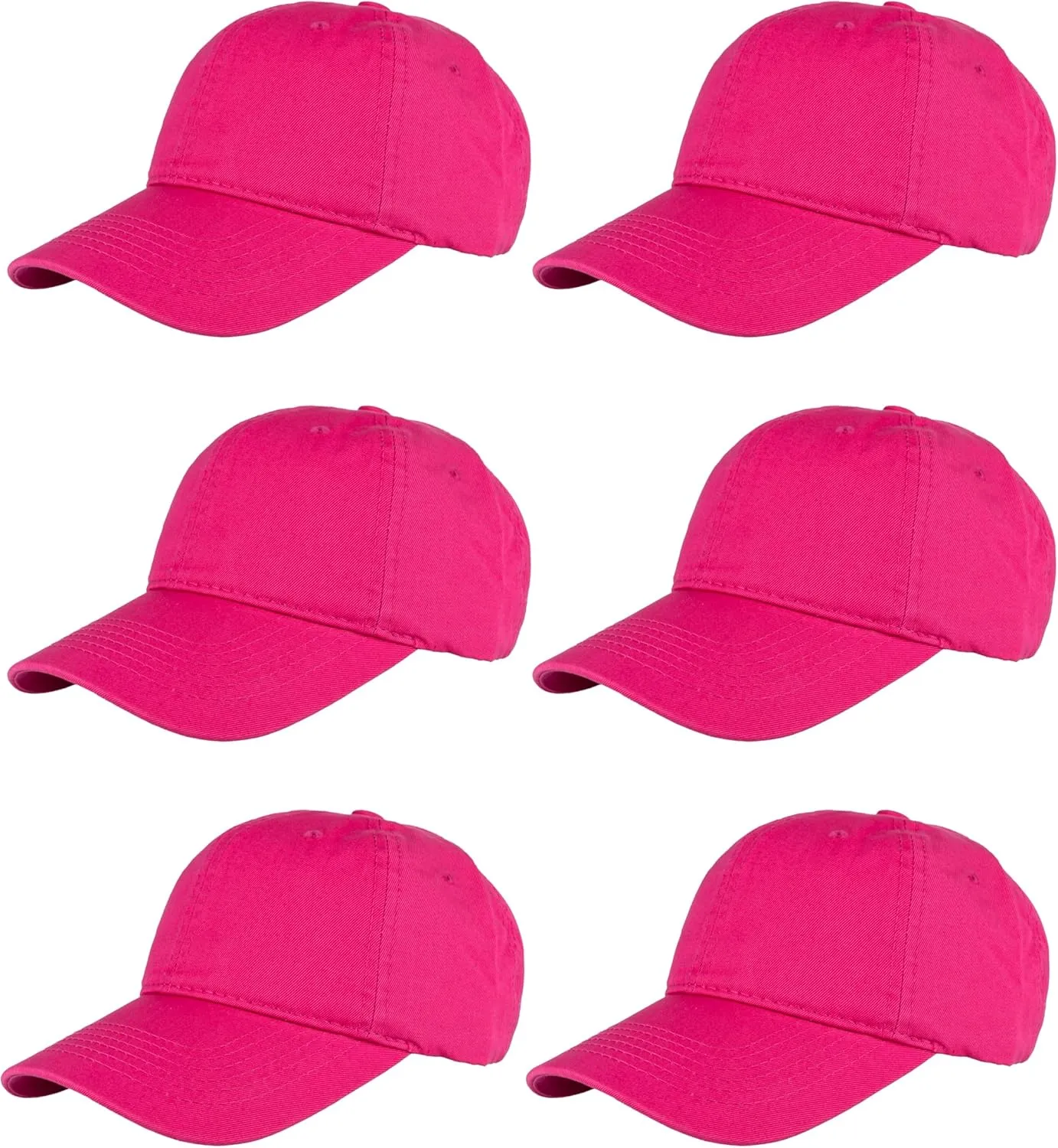 Gelante Cotton Twill Washed Unstructure Baseball Cap - Adjustable Blank Hat for Men Women - Wholesale Bulk Lot of 6 Pack