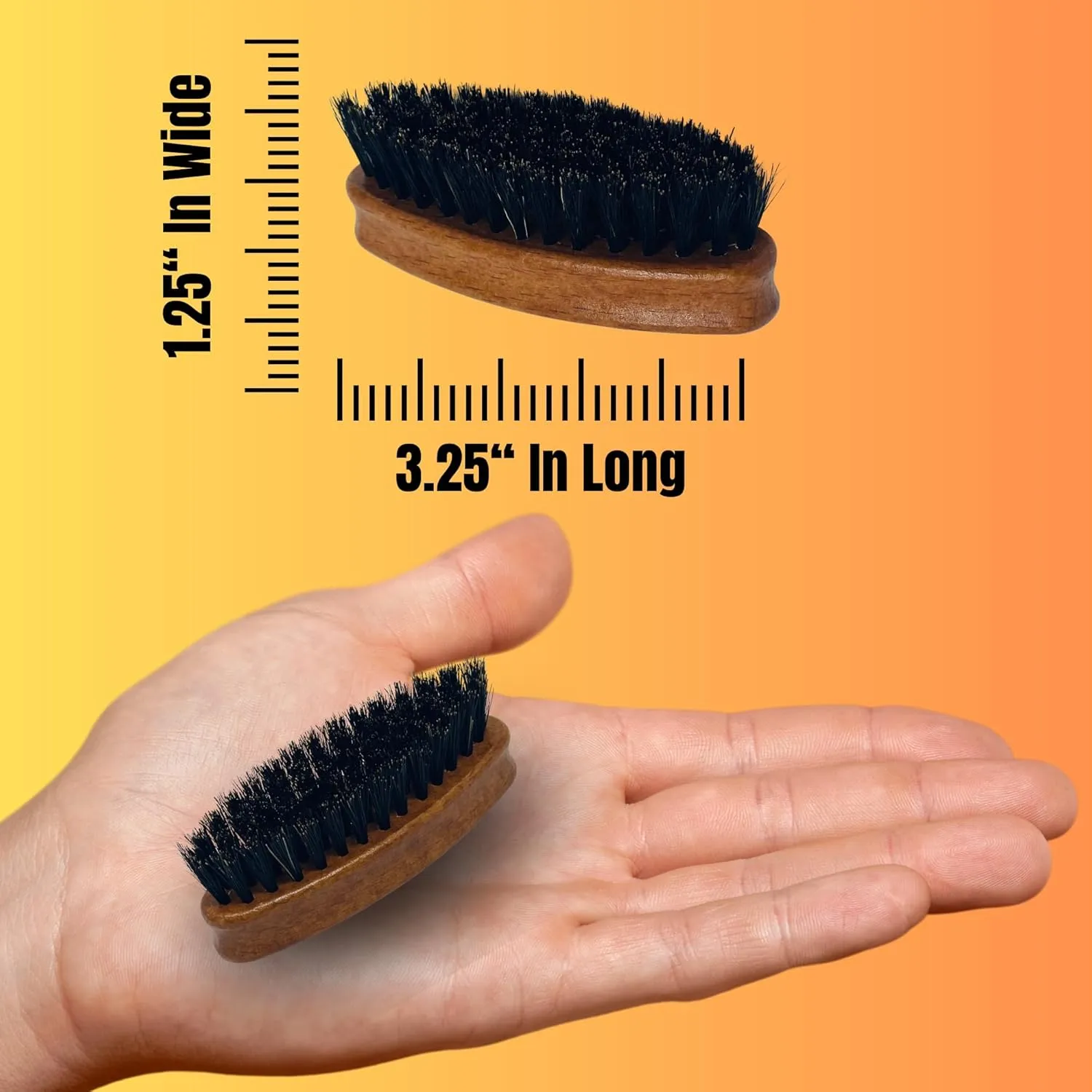 Gents Wood Small Travel Beard Brush - Natural Boar Bristles with Wooden Grooved Handle Mini Size Portable (Small, 3, Count)