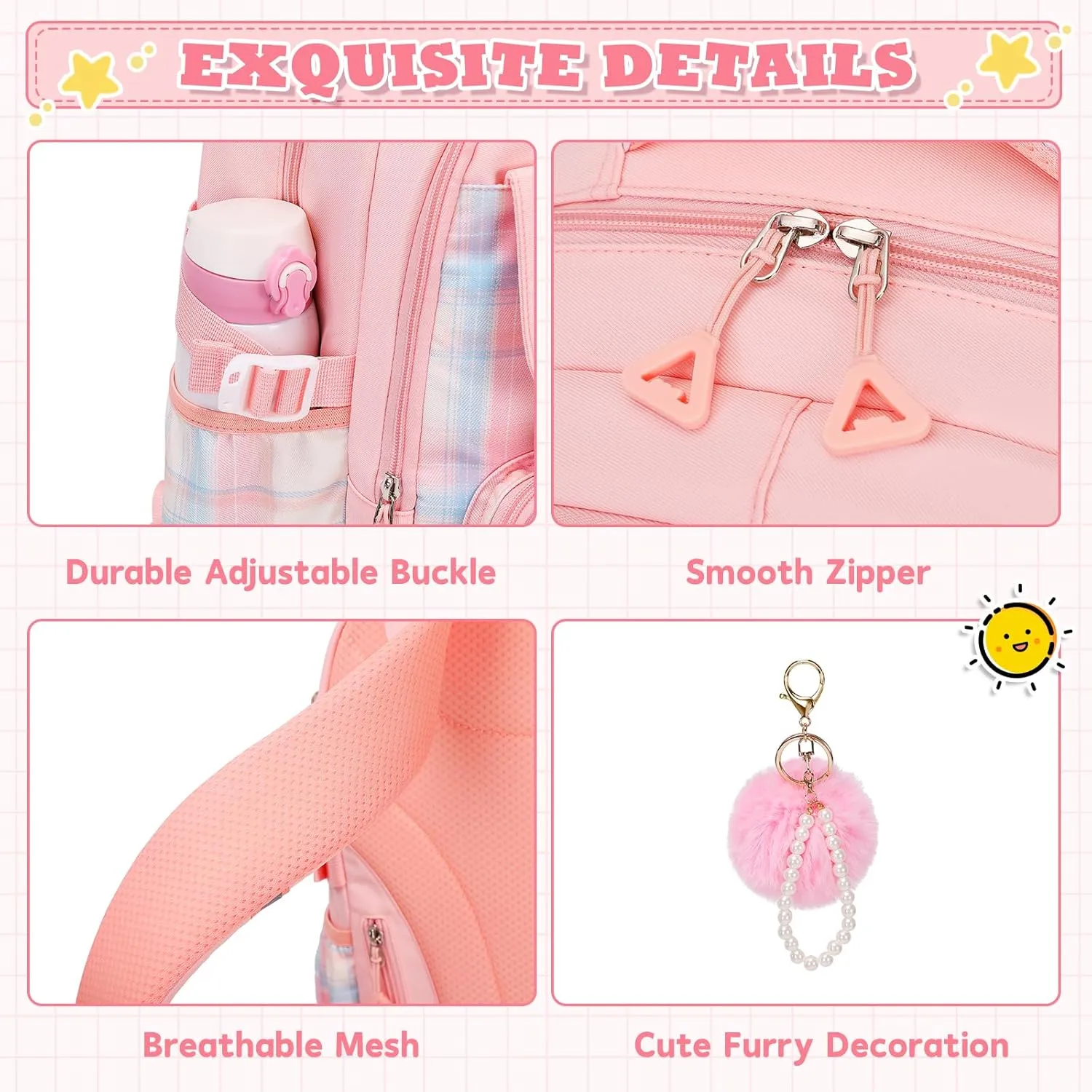 Girls Backpack, Ideal School Backpack for Girls from Elementary to Teen Years, Kawaii Bookbag Cute Large Capacity