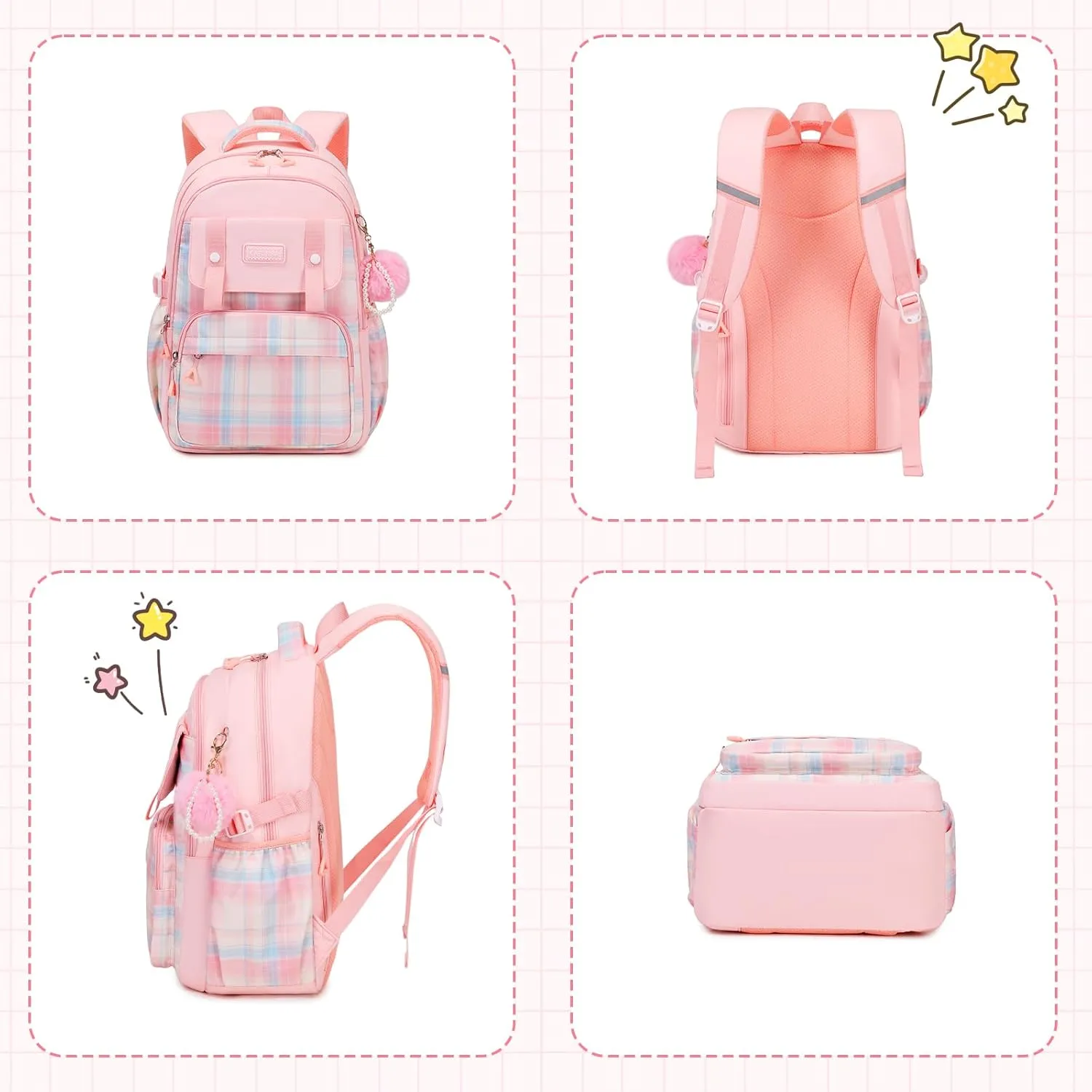 Girls Backpack, Ideal School Backpack for Girls from Elementary to Teen Years, Kawaii Bookbag Cute Large Capacity