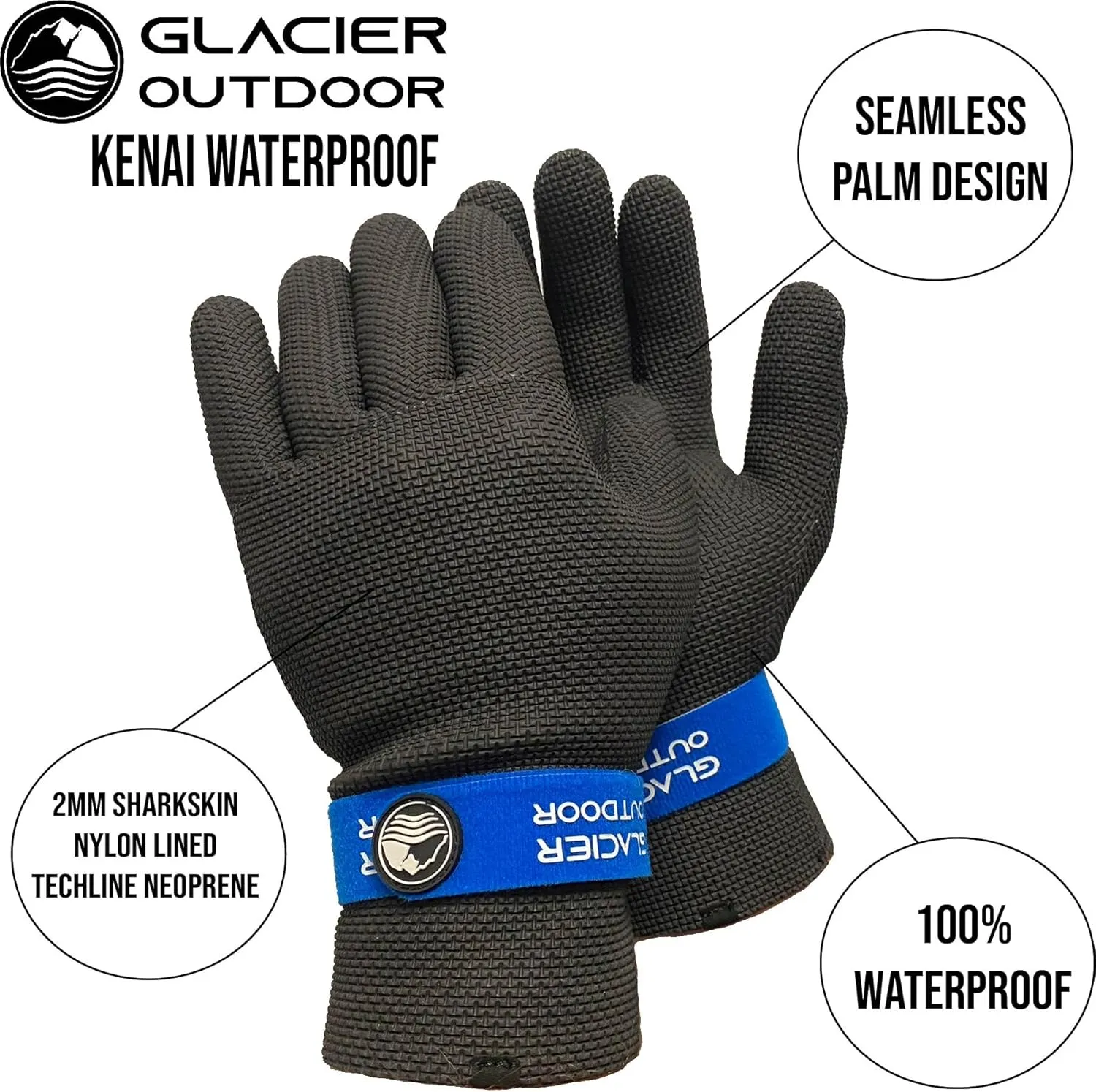 Glacier Glove Kenai Waterproof Full Finger Gloves for Men and Women - Ideal for Ice and Fly Fishing, Outdoors, Kayaking, Surfing, Paddling, Boating
