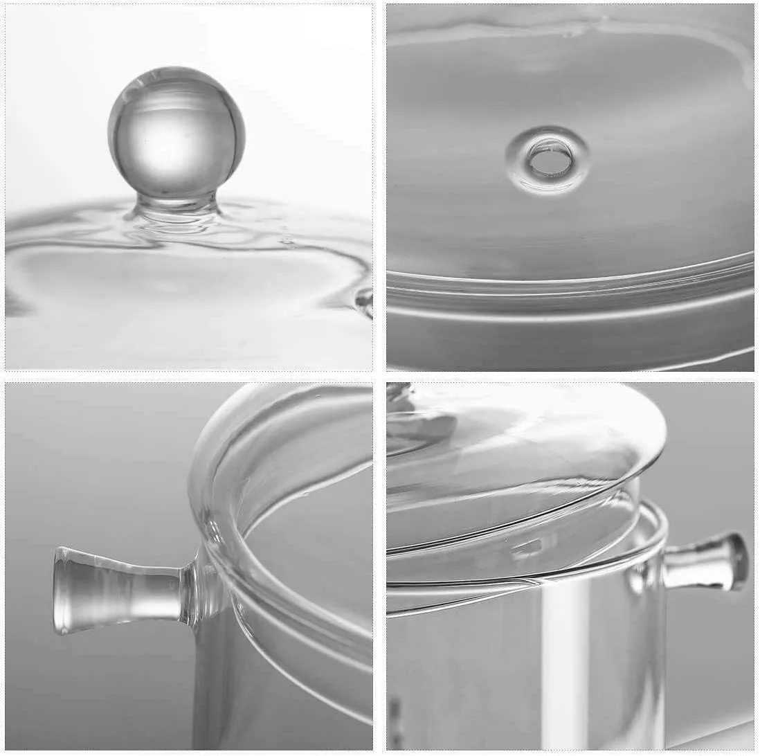 Glass Cooking Pot - 1.5L/50oz Clear Glass Cooking Pot, Glass Saucepan, Simmer Pot With Lid, Easy Grip Handles, Made from Oven, Microwave, Safe for Pasta Noodle, Soup, Milk, Tea