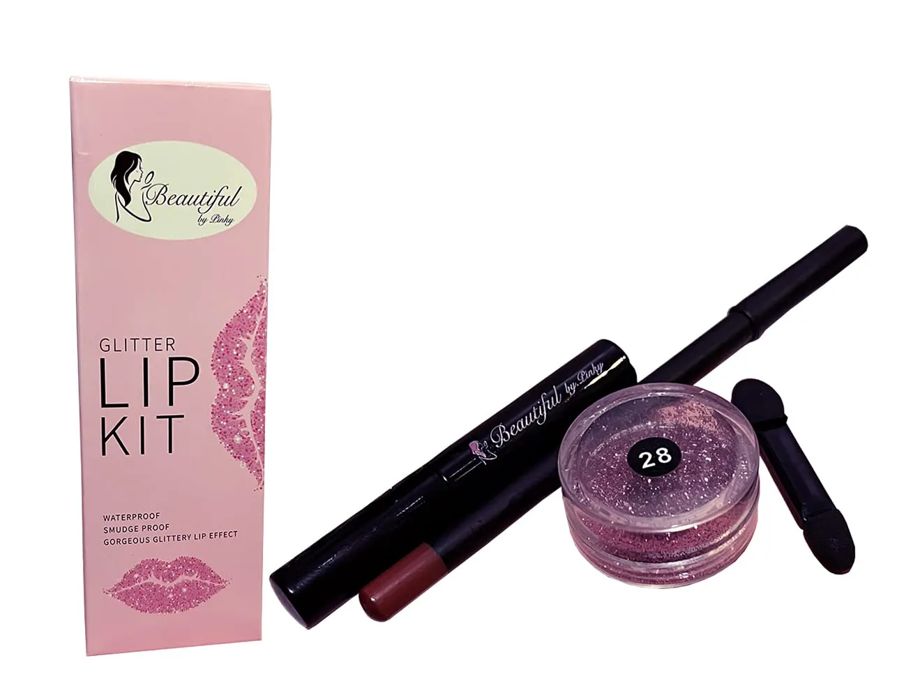 Glitter Lip Kit, Glossy Waterproof Lipstick, Smudge Proof Lip Gloss, Amazing Red Lip Stick