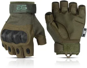 Glove Station- Fingerless Knuckle Tactical Gloves for Men - Motorcycle Gloves for Tactical Shooting, Airsoft, Hunting, Police Work and Hiking