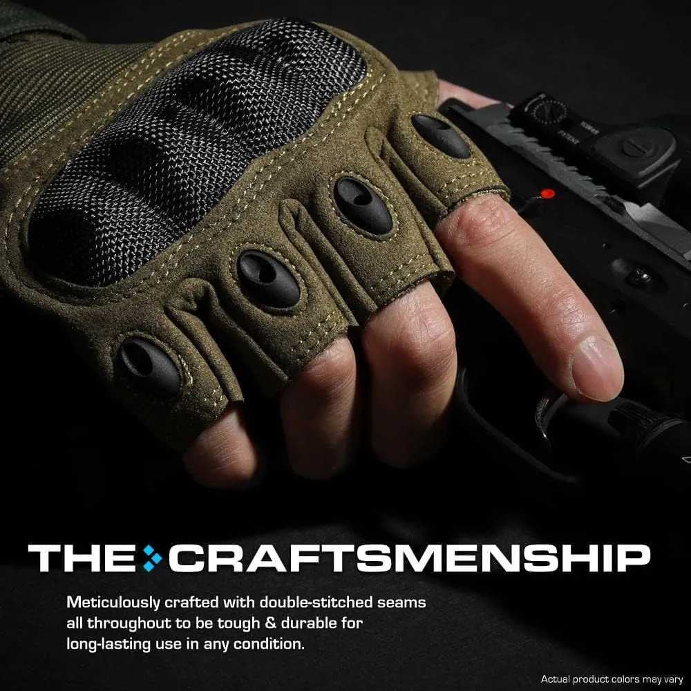 Glove Station- Fingerless Knuckle Tactical Gloves for Men - Motorcycle Gloves for Tactical Shooting, Airsoft, Hunting, Police Work and Hiking