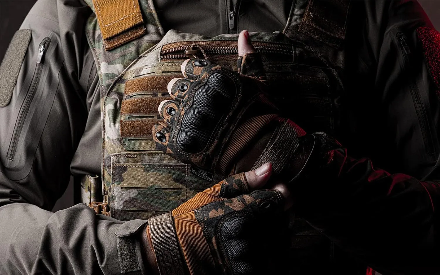 Glove Station- Fingerless Knuckle Tactical Gloves for Men - Motorcycle Gloves for Tactical Shooting, Airsoft, Hunting, Police Work and Hiking