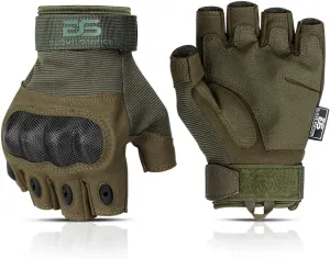 Glove Station The Combat - Fingerless Knuckle Tactical Gloves for Men - Motorcycle Gloves for Tactical Shooting, Airsoft, Hunting, Police Work and Hiking
