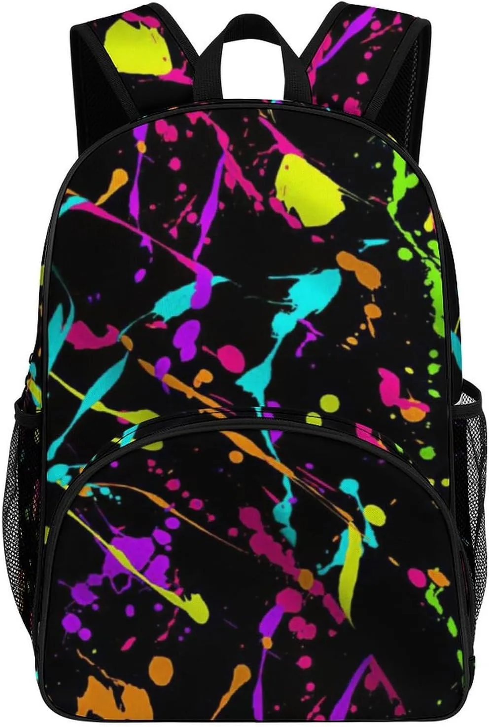 Glow In Dark Splatter Neon 2 Backpack for Worker Teacher Business Hiking Travel Bag Shoulders Bag