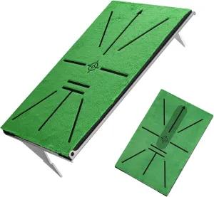 Golf Hitting Mat – Swing Path Detection with 14''x9'' Aluminum Base 3'' Dual Ground Spikes – Golf Practice Mat for Outdoor Use, Swing Feedback & Training Aid