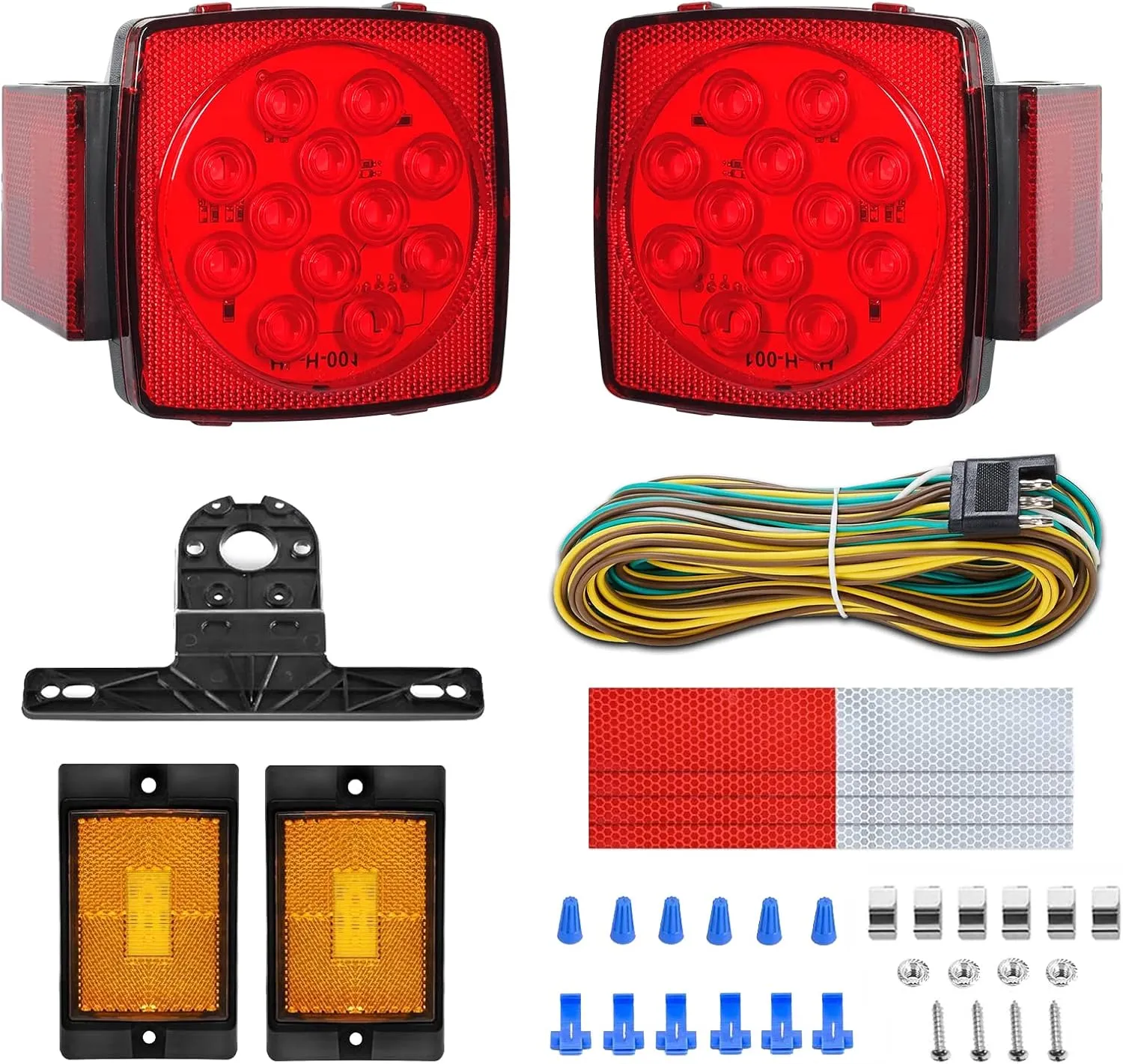 Gonice 12V LED Trailer Light Kit, Super Bright Submersible Boat Trailer Lights, Utility Brake Turn Tail Lights for Camper Truck, RV Snowmobile, DOT Compliant, IP68 Waterproof