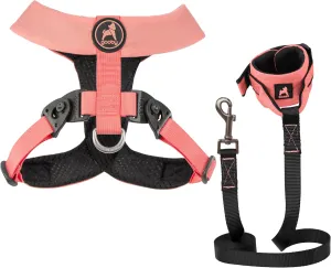 Gooby Comfort X Harness Dual Snap and Ripstop Z Wristband Surfer Leash Set-Pink, Large, 6FT-Choke Free X Frame Harness with Rotational Buckles and Nylon Handsfree Leash for Small and Medium Dog