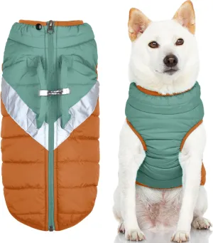 Gooby Mountaineer Dog Jacket - Jade, Medium - Warm Zip Up Coat with Lift Handle and Dual O Ring Leash - Winter Water Resistant Small Dog Sweater