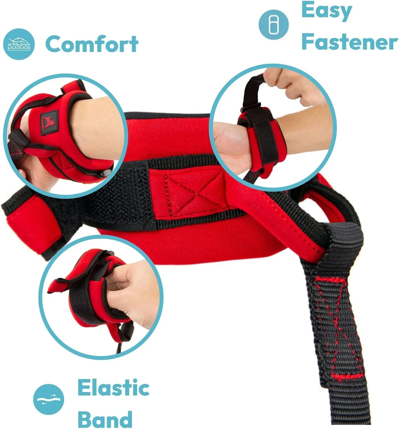 Gooby Neoprene Wrist Band Sport Leash - Black, 6 FT - Comfortable Hands Free Leash with Elastic Band for Small, Medium and Large Dogs